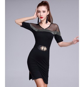 Black Sexy Cheap Latin Dance Dress Women Professional Latin Skirt Samba Dance Latin Salsa Dresses