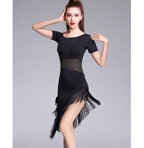 Black Stage Women Lady Latin Dance Dresses Tassel CostumePerformance Party Samba  Feminina