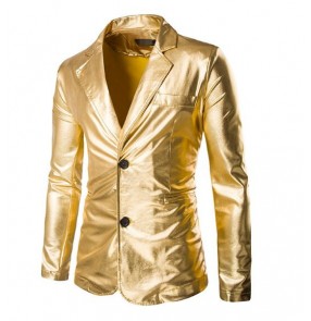 Blazer Mens Night Club Stage Men Gold Silver Suit Halloween Jacket Fashion Singer Suit Costume Slim Fit Host Clothing For Men