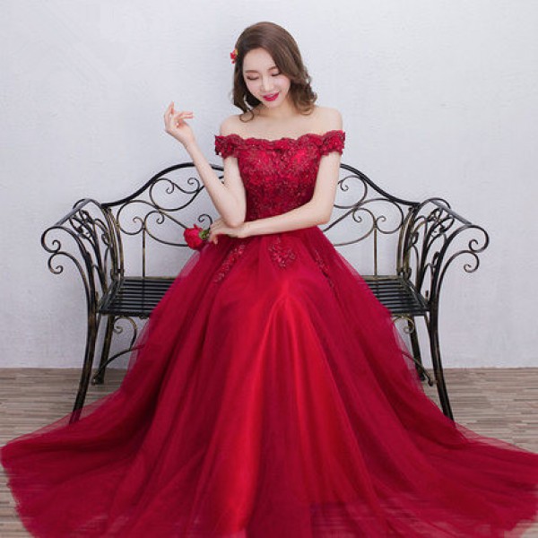 womens red evening gown