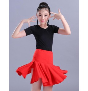 Child Kid Children black and red gymnastics Latin Dance Dress For Girls Samba Stage Dress Dancing Dress Girl Latin Dancewear Performance  Costume