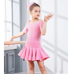 Girl  Short Sleeves Latin Dance Dress Children Ballroom Dance Dresses Kids Salsa Rumba Cha Cha Samba Tango Dress