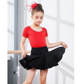 Girls Kids Children Modern Ballroom Latin Dance Dress Green gymnastics Salsa Tango Dance Wear Black Performance Stage Wear