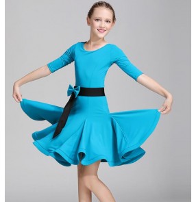 Girls Short Sleeves mint Latin Dance Dress Children competition Dress Kids Dance Wear Salsa Tango Rumba Cha Cha Costume