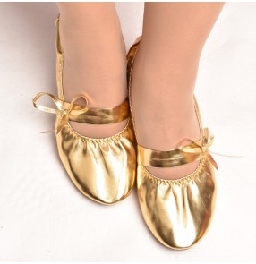 Gold gum soles women's practice belly dance ballet dancing soft soles shoes sandals 