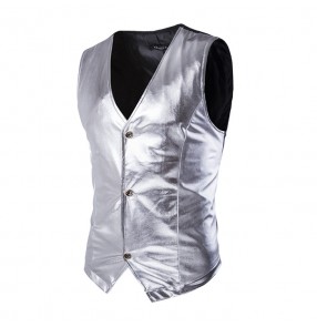 Gold silver black Horse riding jazz dance costume photography singers performance chorus men and women sequins vest