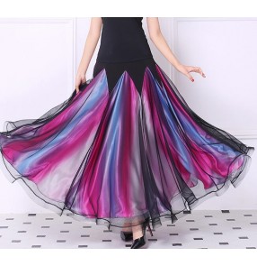 gradient colorful Modern Dance costumes flamenco skirts ballroom waltz skirts latin salsa dance dress skirts dance wear