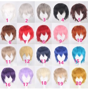 High Quality short straight Wine red style paragraph cosplay party performance wigs anime hair Heat resistance fiber