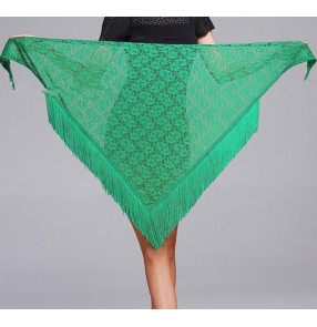 Lace black green Latin dance costume lace tassels latin dance short skirts for women latin dance Triangle belt