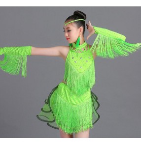 Latin Dance Dress Children Girls  Dance Dresses Girl Samba Dress Modern Dance Costumes For Kids Club Dresses