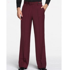  latin dance pants men's wine black striped trousers ballroom mens ballroom dance pants for men costumes tango pants men dancewear