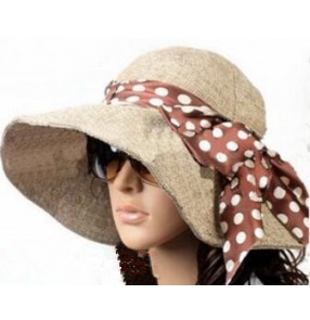  Linen Summer Hat Women  Wide Brim Sun Hat Wedding Church Sea Beach Hats for Women Floppy Ladies Hat with Bow