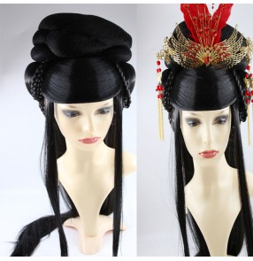 long black cosplay wig straight long black wig chinese anime wig ancient chinese hair han dynasty cosplay wigs