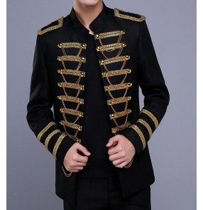 Men's black red Classic palace jazz dance bar Stage Jacket Men Costume Homme Mens Blazer Jacket Man Performance Costume