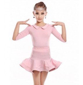 Mint light pink child dance girl latino dancing cheap dresses kids costume ballroom latin salsa dress for children dancewear samba latina junior