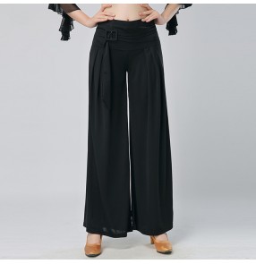 new Fashion women's swing  ballroom summer waltz dance pants trousers wide leg pants National dance pants leg swing loose tide