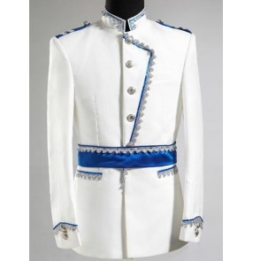 New Stage Costumes Club Singer white blue concert drama performance prince jazz dance jackets Blazer Stage for Men