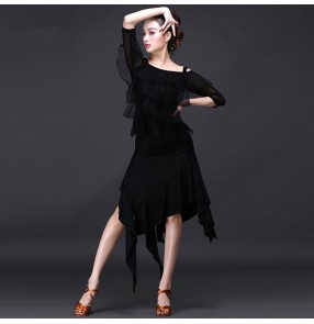 New style Latin dance costume sexy senior spandex  long sleeves latin dance dress for women latin dance dresses 