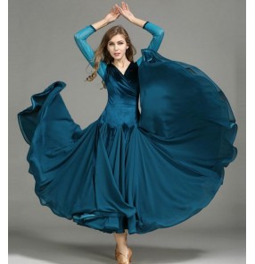 New women dark green red blue Competition ballroom Standard dance dress dance clothing stage ballroom dresses costumes