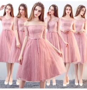 Pink party celebration Simple Mermaid Off-the-Shoulder Bridesmaid Dress Maid of Honor Dress Vestido Para Madrinha De Casamento