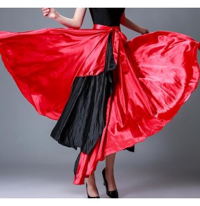 Red and black women ladies Flamenco Skirt Belly Dance Ballroom spanish bull dance Circle Big Skirt Costume Spanish Dance Skirts