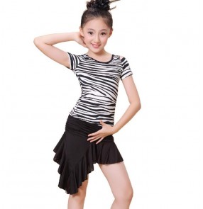 Red black zebra Child Latin Dance Dresses Kids Dance Costume Girl Modern Dance Dres Vestido Waltz Stage Dance Clothing
