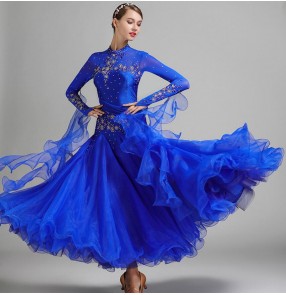 Red royal blue yellow purple Ballroom Dance Competition rhinestones Dresses  ballroom Standard dance long dress,juvenile dance COSTUME,stage ballroom dress