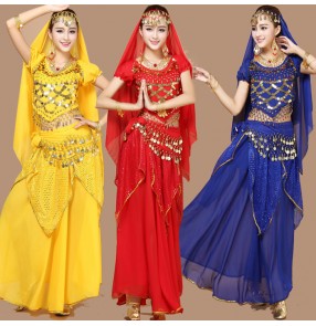 Red yellow purple royal blue Belly Dance Costume Bellydance Triba Gypsy Indian Dress Belly Dancing Clothes Belly Dancing Dance Costumes Outfits