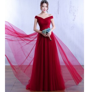 Robe De Soiree Fashion Evening Dress The Married Banquet Elegant Wine Red Lace up Long Party Prom Dresses 