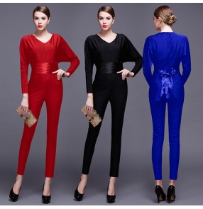 Royal blue black red sexy jumpsuit rompers Summer high waist long overalls Elegant beach play suit women outfits long pants