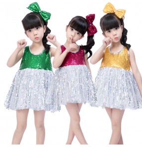 Royal blue green gold sequins silver patchwork girls boys kids children jazz singers dancers dance costumes outfits