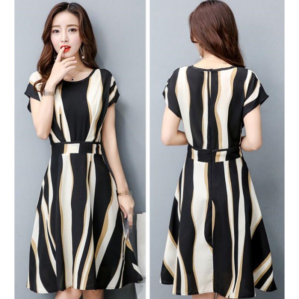 striped girls women's ladies korean style fashion A Line slim dresses