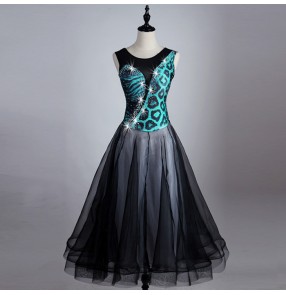 Turquoise black patchwork  ballroom dance dresses standard ballroom dancing clothes Competition standard dance dress waltz foxtrot dresses