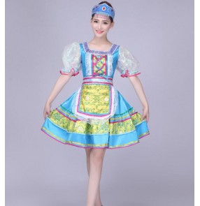 Turquoise folk dance costumes classical woman traditional russian costumefor kids dance children girls national for china dress