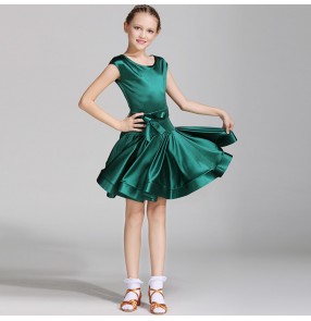 Turquoise red silver Girls Latin Dance Dress Children Girls Dance Dresses Girl Samba Dress Modern Dance Costumes For Kids Club Dresses