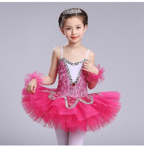 Turquoise royal blue fuchsia hot pink sequins modern dance girls kids children tutu skirt ballet dance leotards dresses