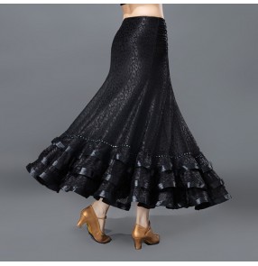 Violet black leopard flamenco skirts for latin dance women skirt long adult ballroom practice woman modern standard dress competition 