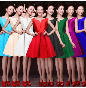 Wedding Bridesmaid Dresses evening dresses Fashion Women  double shoulder satin silk Padded Long Bridesmaid Dresses 