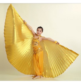 Wholesale 360 degree belly dance wing for kids children belly dance props gold and silver cloth belly dance wing girls dance accessories