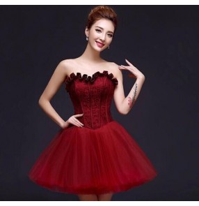 Wine Red white dark green Lace Luxury Satin off shoulder short Evening Dress Elegant Banquet Prom Dress Robe De Soiree