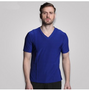 wine royal blue Male/Adult/Boy Latin Dance Shirt Mens Shirts Latin Clothes Modern Dance Rumba Cha-Cha Samba Jive Ballroom Shirt Tops