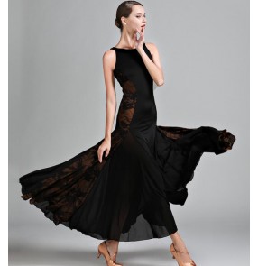 Women Black blue flamenco Ballroom Dance Dress Waltz Dance Dress Ballroom Dance Competition Dresses Standard Dresses 