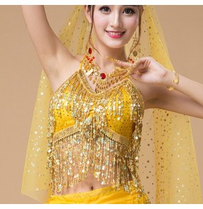 Yellow red Belly dance costumes senior sexy colors stones sequins belly dance bra for women belly dancing bra tops