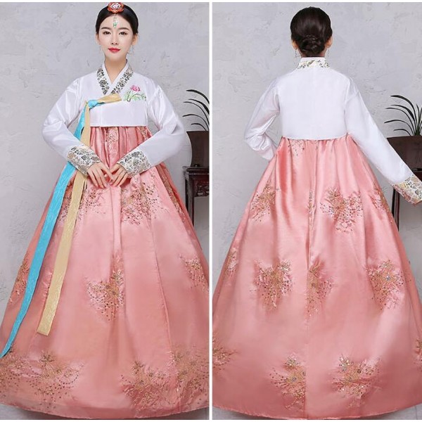 Green fuchsia blue Korean classical party cosplay Hanbok Vintage Korean ...