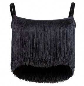 adult fringes Ballroom Costume Spaghetti Strap Sexy Latin dance top for women/female sleeveless performance wear 
