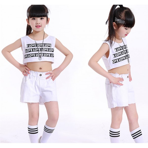 Kids Children Letters Competition Hip Hop Dance Costume Stage Jazz