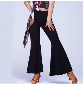 Black lady female women's flare leg hem fashion practice competition latin ballroom cha cha salsa dance pants