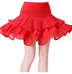 Black red women lady sequins Square dance dance skirt black body skirt skirt pull rope safety pants Latin dance skirt