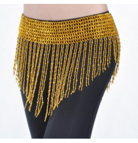 Cheap Handmade Beaded Hip Scarf Belly Dance Waist Band Golden Silver Gypsy Tribal Belt Belly Dance Costume