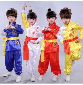 Children girl Taekwondo Dobok Wushu Costume Kimono Judo clothing Chinese Kung Fu Suit Tai Chi Clothing Martial Art Uniform